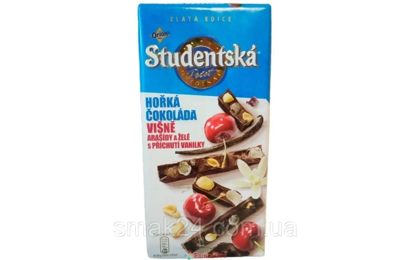 Шоколад чорний Studentska Pecet з вишнею та арахісом 170 г Чехія