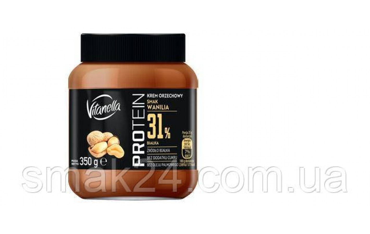 Горіхова паста PROTEIN 31% без цукру і пальмової олії з ваніллю Vitanella 350 г Польща