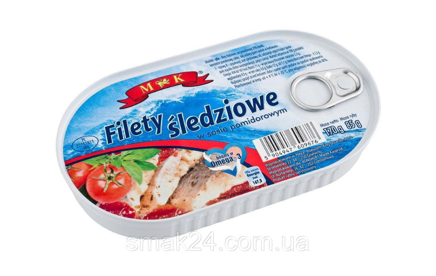 Филе сельди в томатном соусе MK Filety sledziowe w sosie pomidorowym 170 г Польша