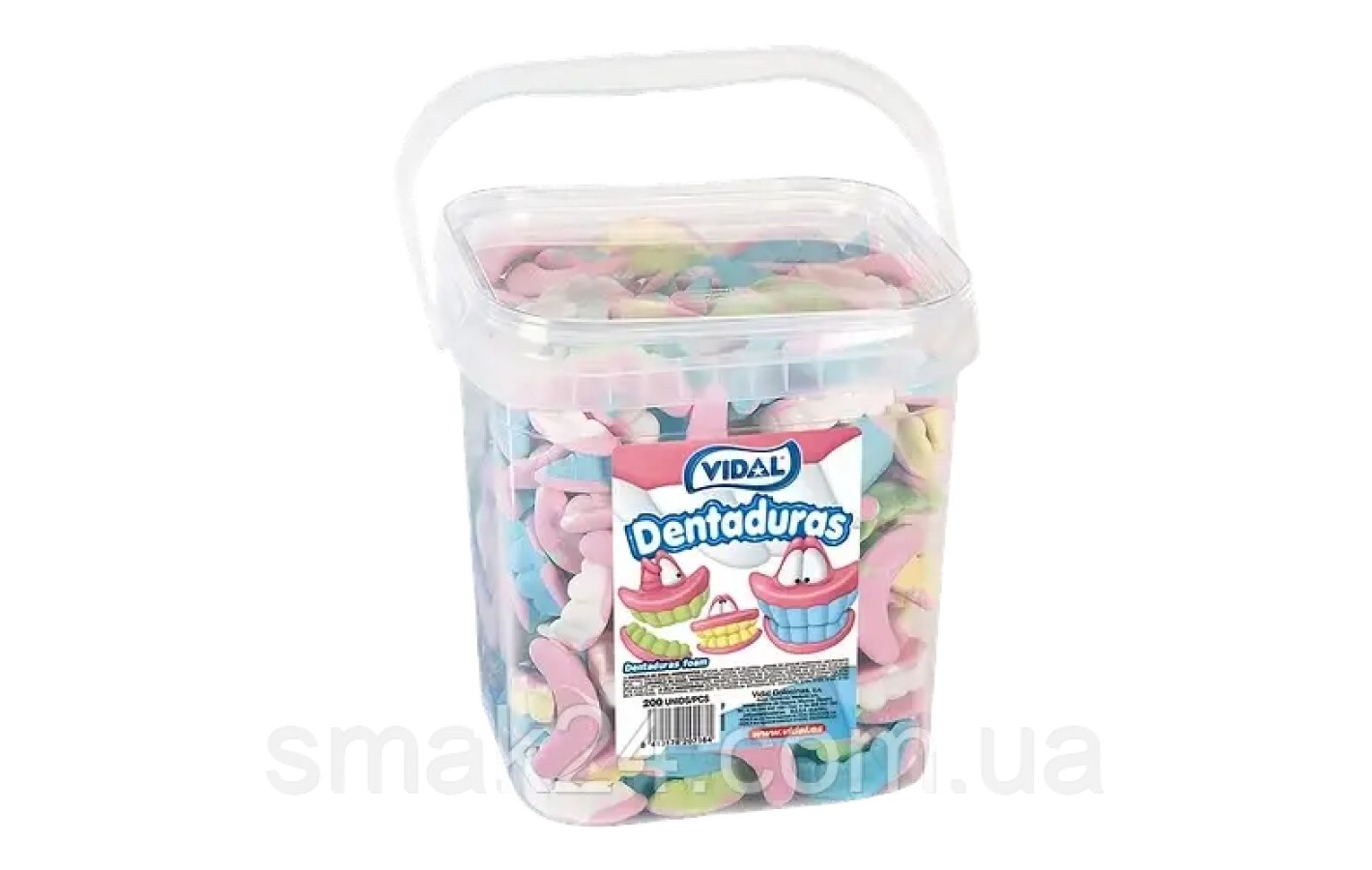 Желейные жевательные конфеты пенные зубы тубус Foam Teeth 200 шт 1,14кг ТМ Vidal