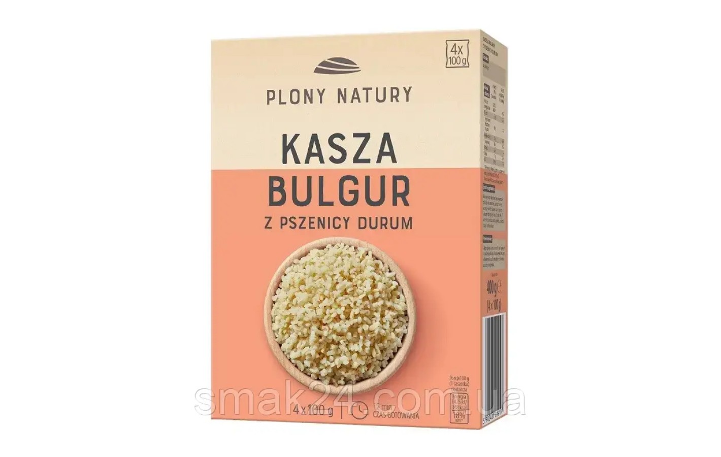 Крупа (каша) Булгур із твердих сортів пшениці PLONY NATURY Kasza Bulgur (4х100 г) Польща 400 г
