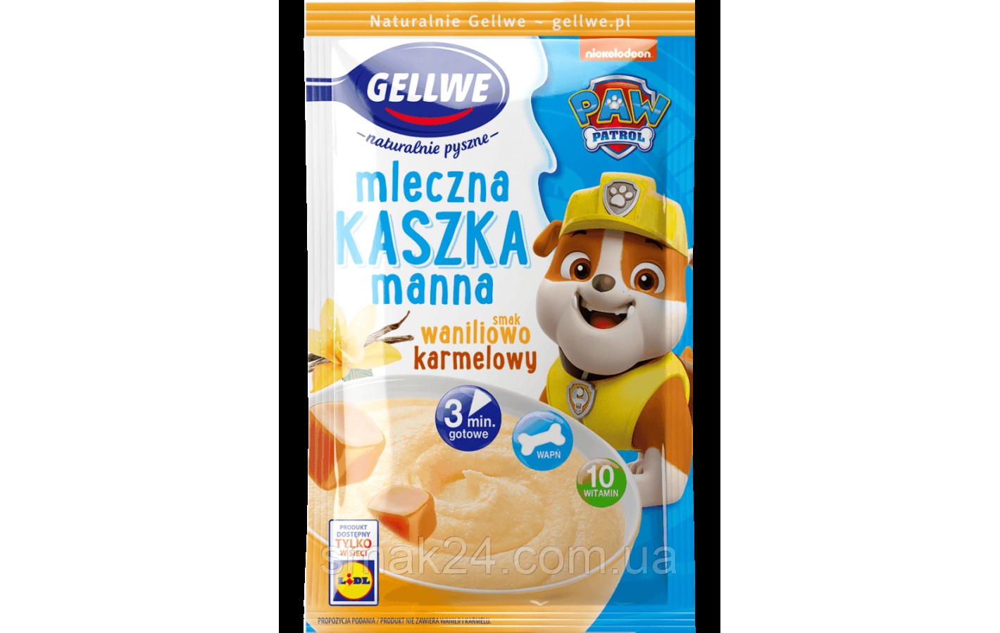 Кашка манна з Малиновим смаком із вітамінами PAW PATROL Gellwe Kaszka 50 г Польща