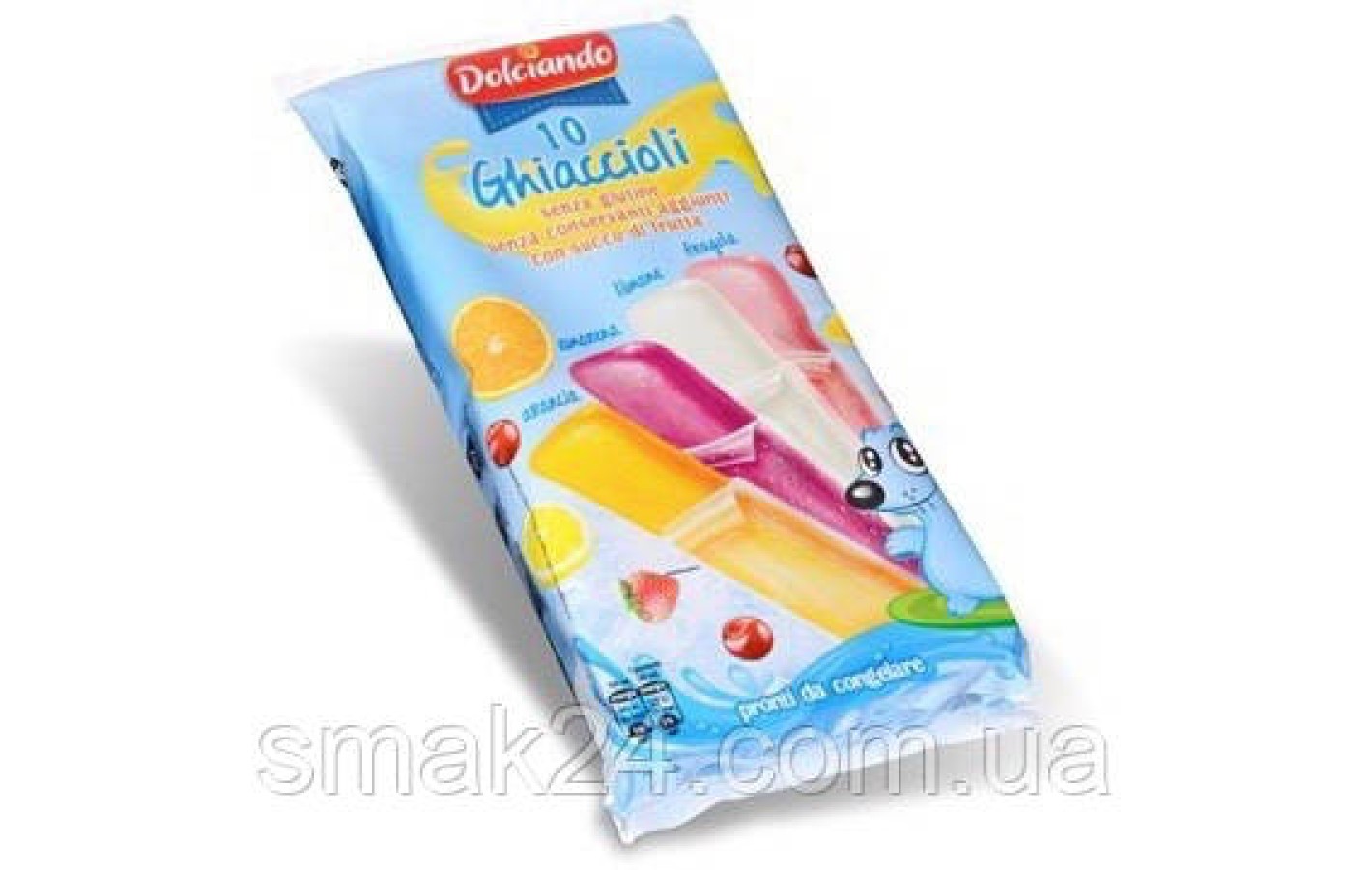 Лід-морозиво фруктовий БЕЗ ГЛЮТЕНУ Dolciando ghiaccioli (апельсин, черешня, лимон, полуниця) Італія 400мл