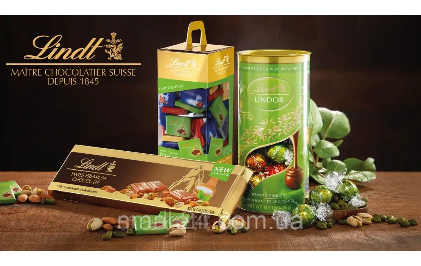 Швейцарські шоколадки Асорті Lindt Swiss Premium 6 видів 1 кг (155шт) Швейцарія