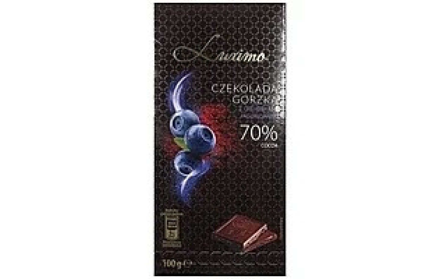 Шоколад черный Luximo Premium с черникой 70 % какао Польша 100г.