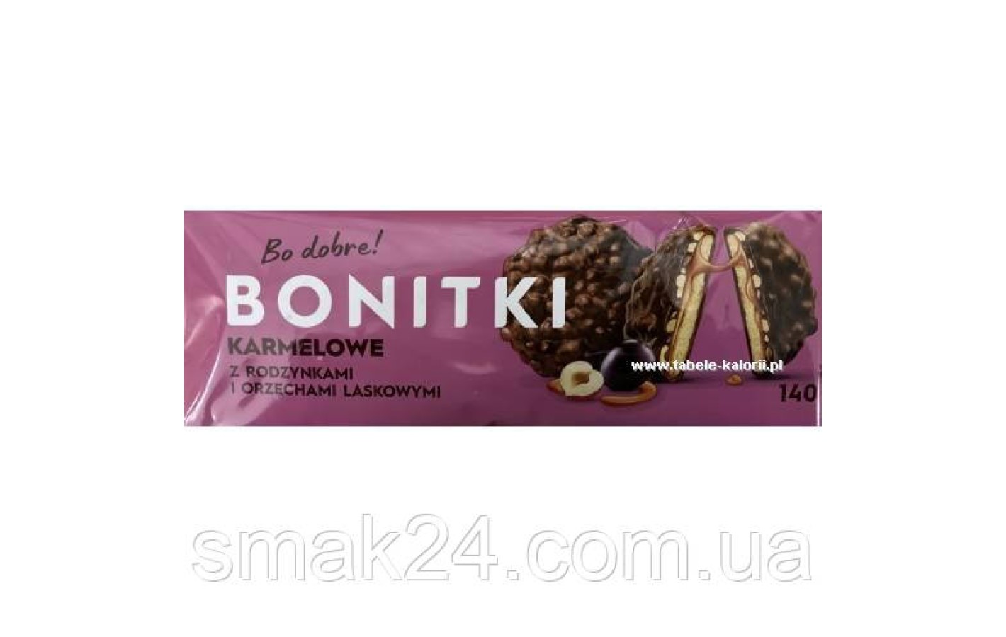Печиво в шоколаді з карамеллю, лісовими горішками та родзинками Bonitki 140 г Польща
