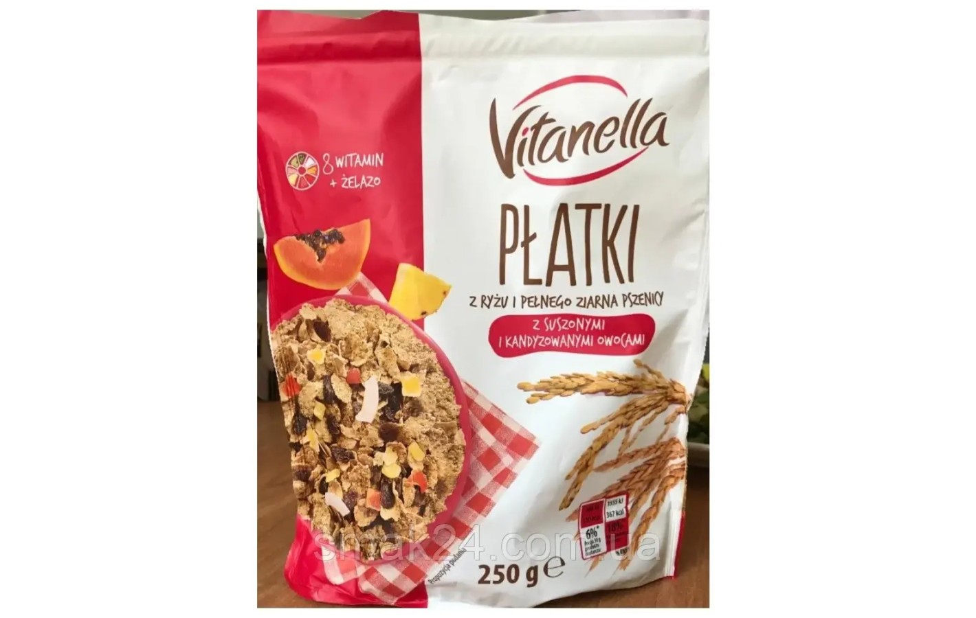 Мюсли Рисово-пшеничные с экзотическими фруктами Vitanella  Płatki z ryżu i pełnego ziarna pszenic  Польша 250г