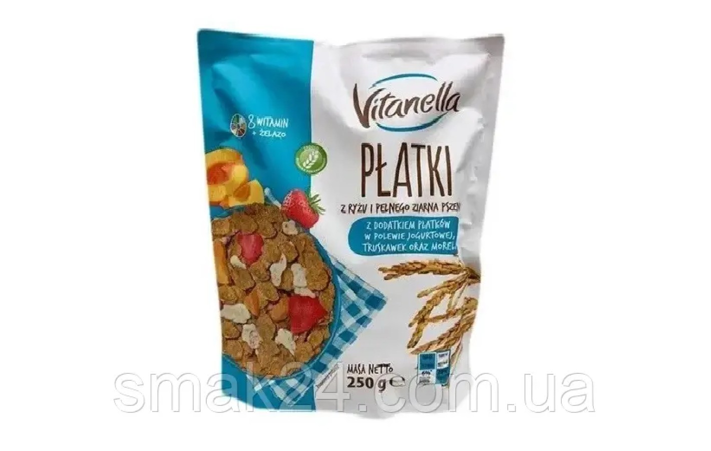 Мюслі Рисово-пшеничні з йогуртовими пластівцями та фруктами Vitanella PΔatki z ry ⁇ u i peÄnego Польща 250г