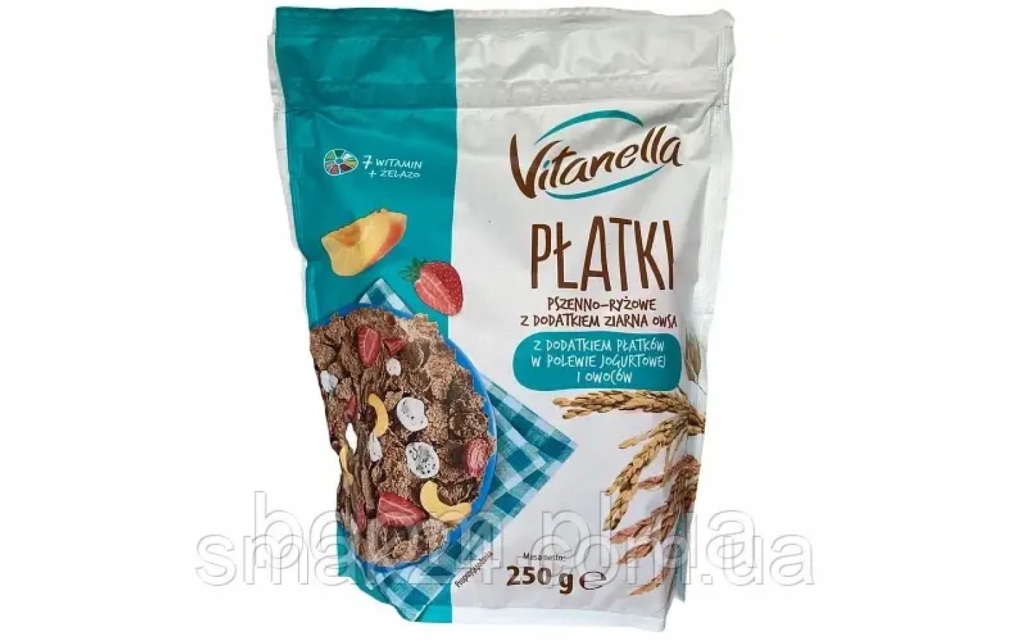 Мюслі Рисово-пшеничні з йогуртовими пластівцями та фруктами Vitanella PΔatki z ry ⁇ u i peÄnego Польща 250г