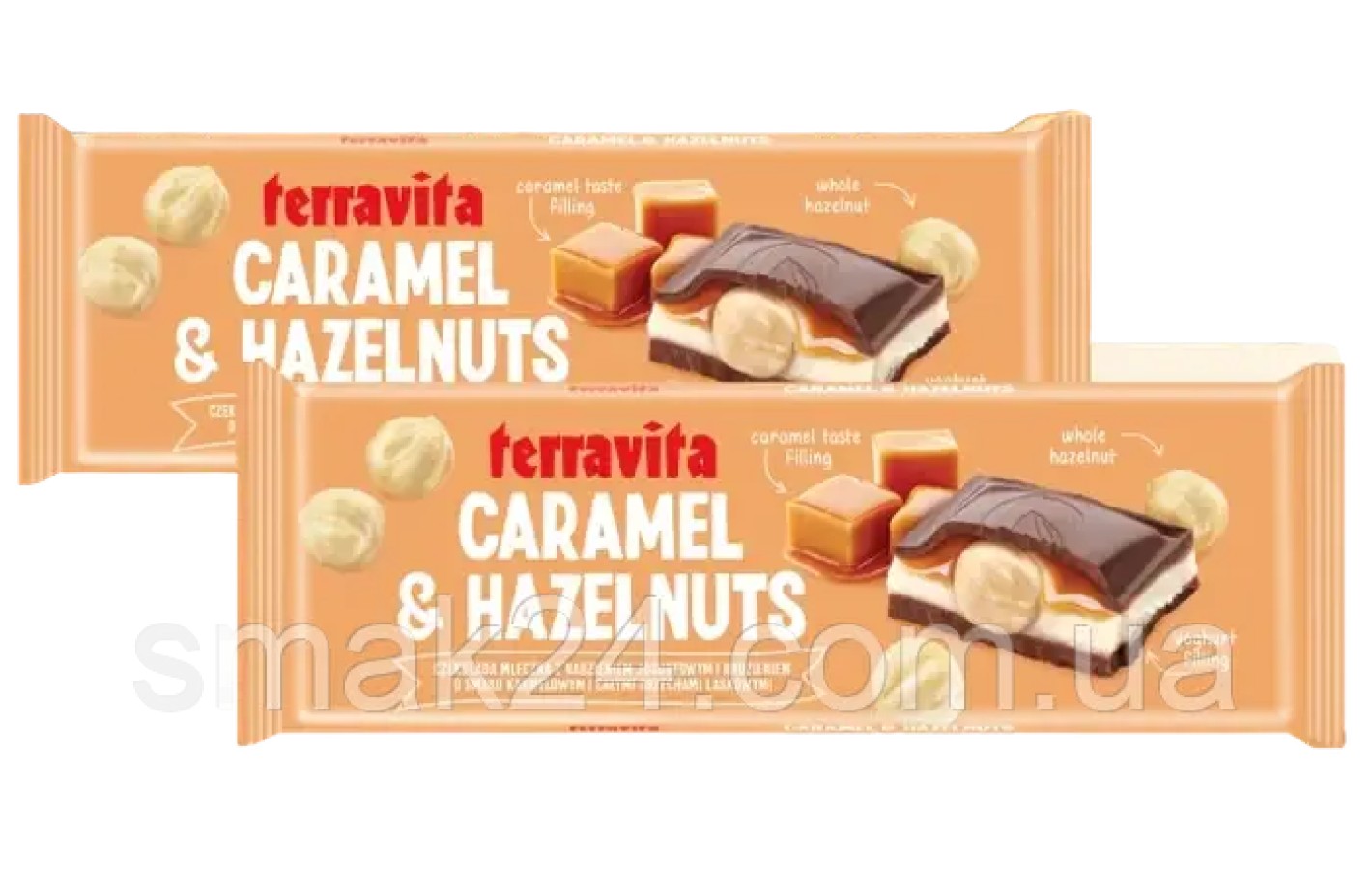 Шоколад молочний з Карамеллю і фундуком Terravita Caramel & Hazelnuts 235 г Польща