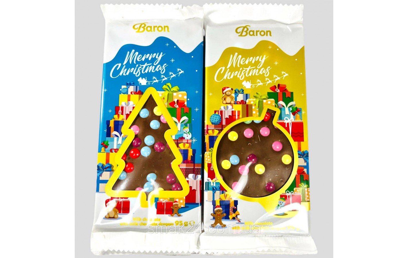 Шоколад молочный с ММДемсами Рождество Baron  Польша 95г