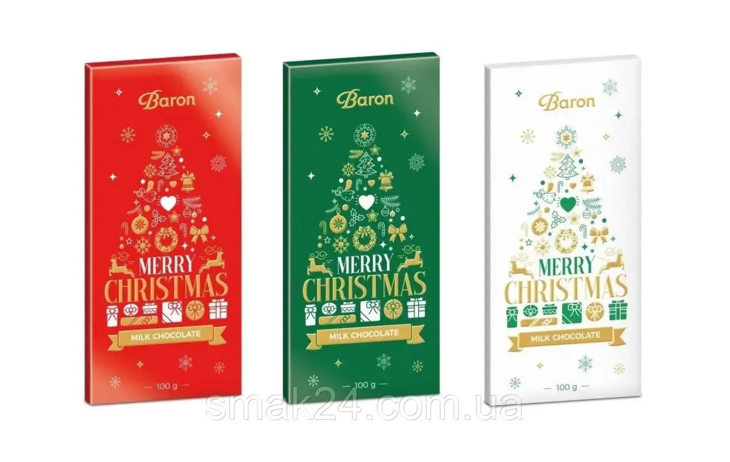 Шоколад молочный  Рождество Baron Merry Christmas Польша 100г
