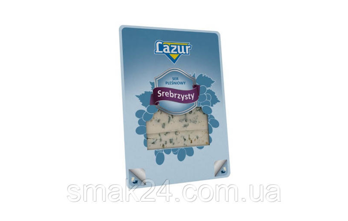 Сыр c голубой плесенью в пластинах  Lazur Ser Srebrzysty Plastry 100 г Польша