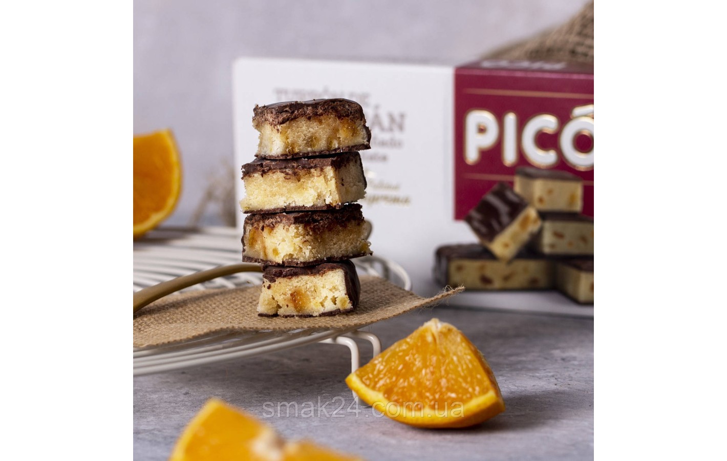 Туррон Марципанова нуга з апельсином у шоколаді Pico Mazapan a la Naranja banado al Chocolate 200 г Іспанія