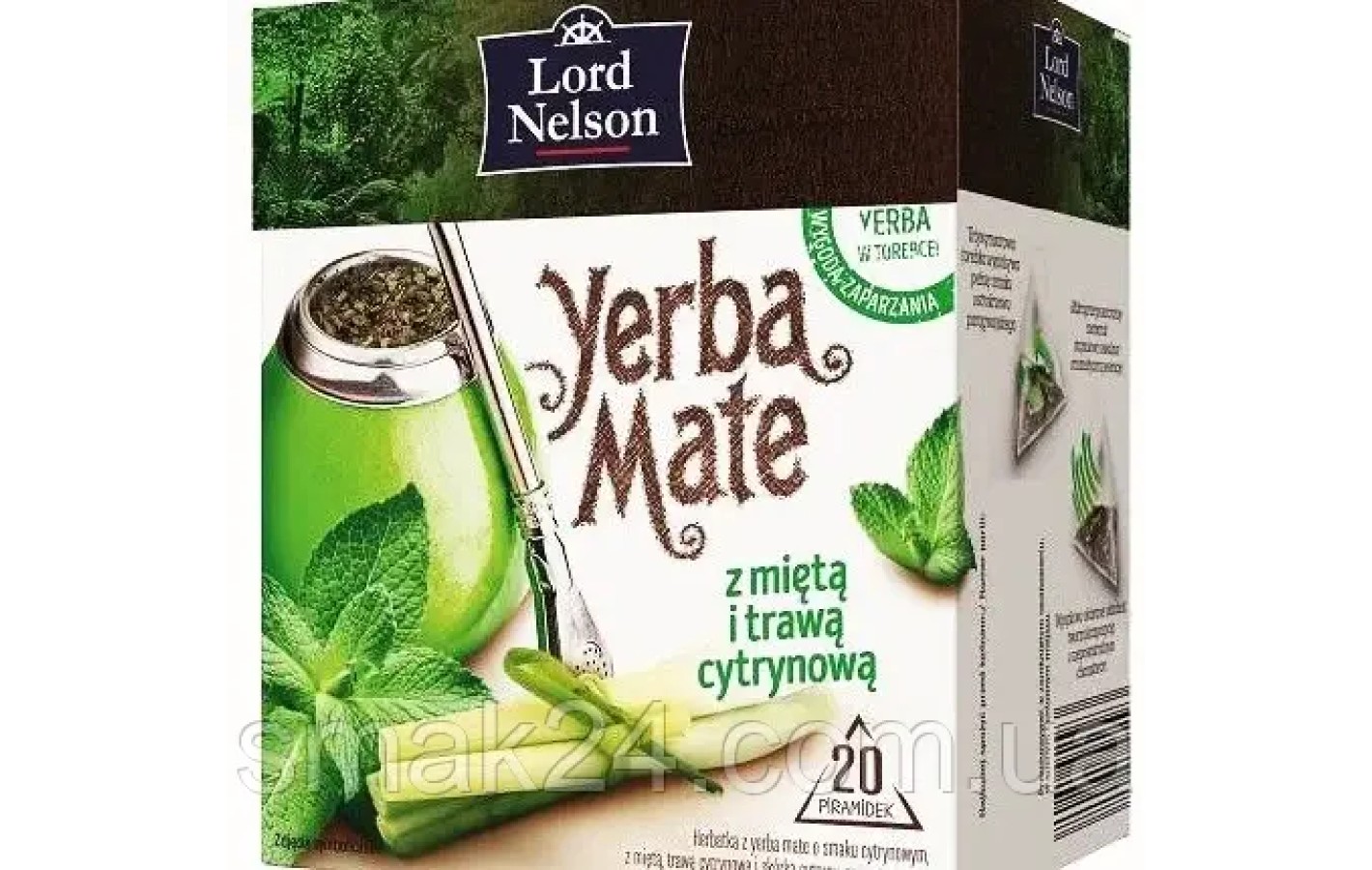 Чай со вкусом Мяты и травы Лимонника Lord Nelson Yerba Mate o smaku mieta i trawa cytrynowa  20пакет. Польша