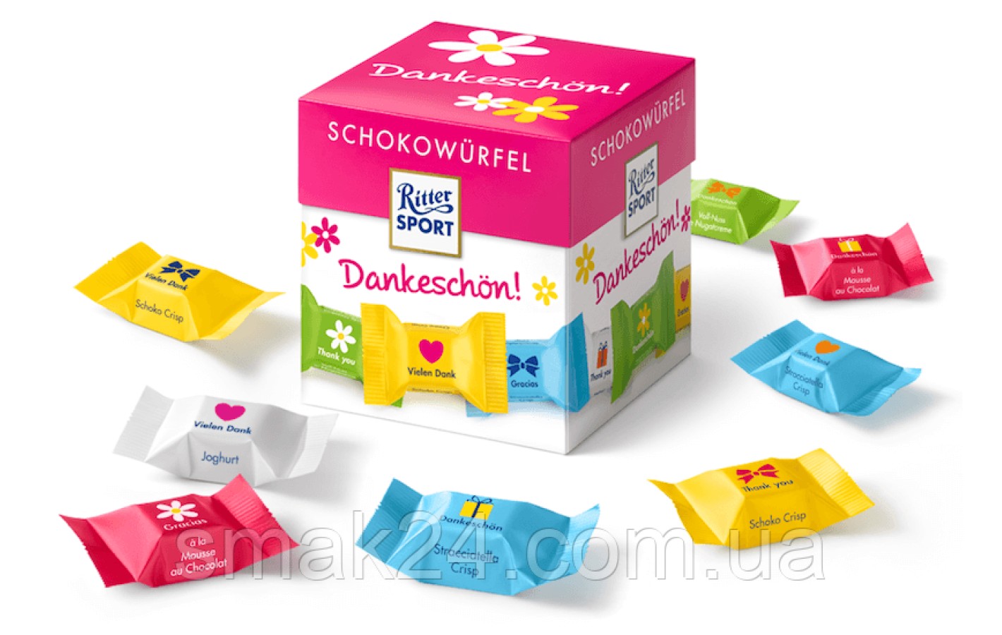 Мини-шоколад Ritter Sport 5 вкусов Schokowurfel 192 г (24шт)  Германия