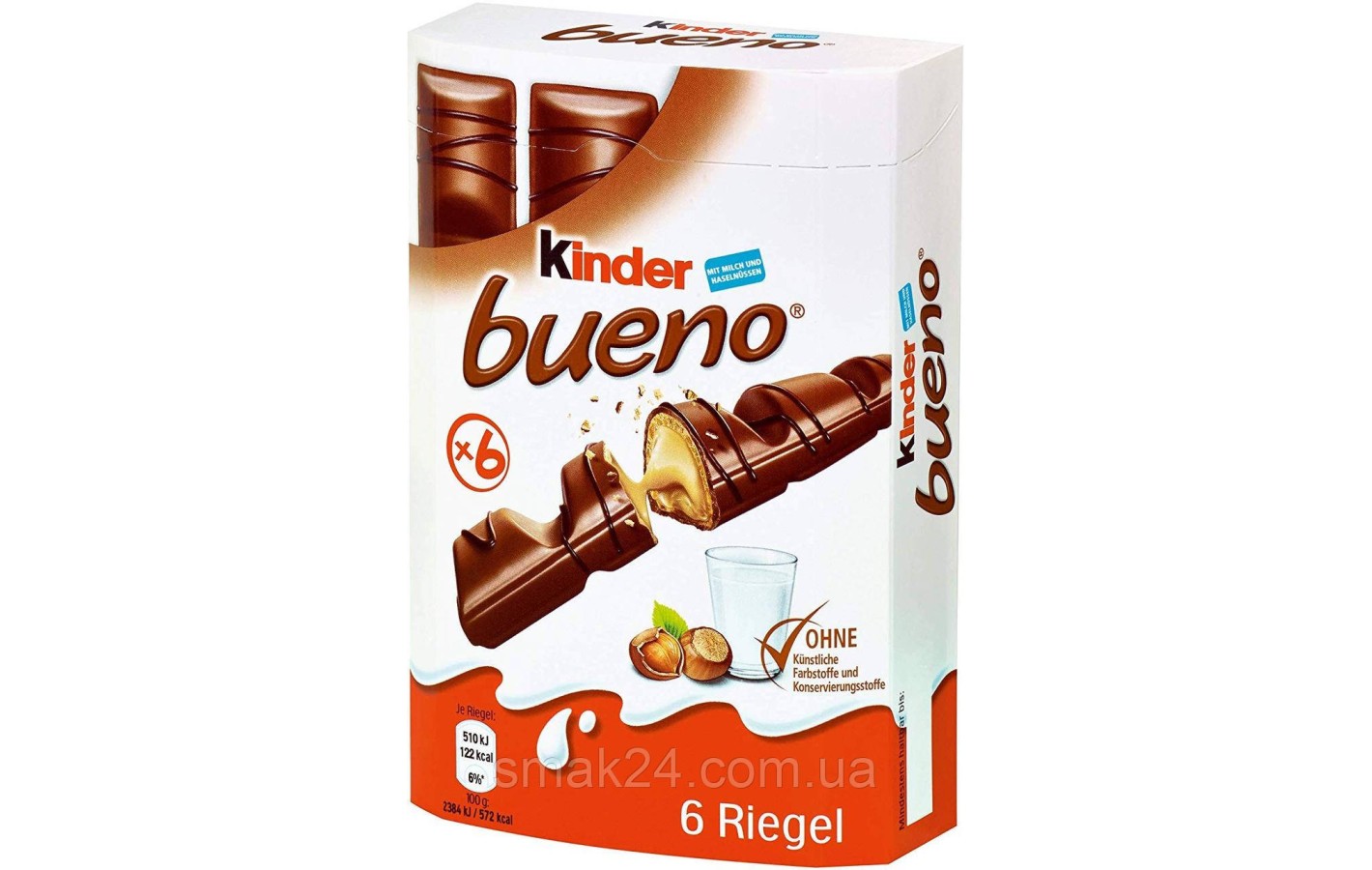 Шоколадный батончик Kinder  Bueno (6шт+2шт) 172г Германия