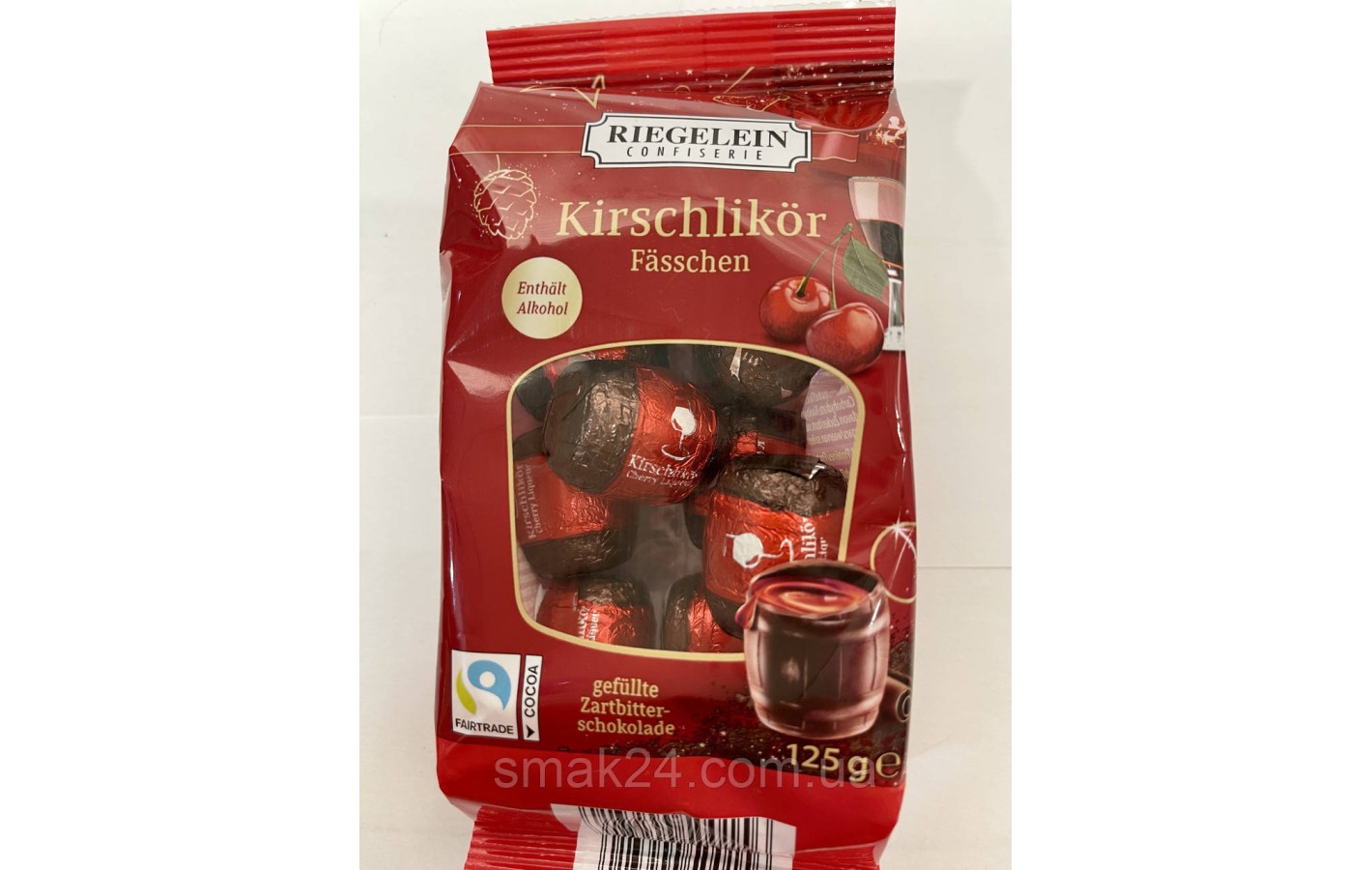 Шоколадные бочонки с вишневым ликером Riegelein Kirschlikör Fässchen 125г Германия