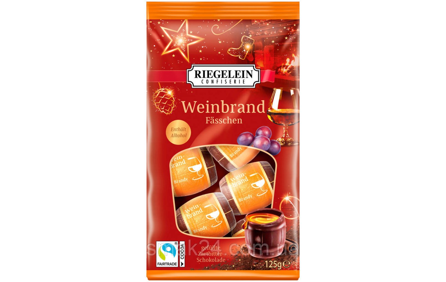 Шоколадные бочонки с Бренди Riegelein Weinbrand Fässchen 125г Германия