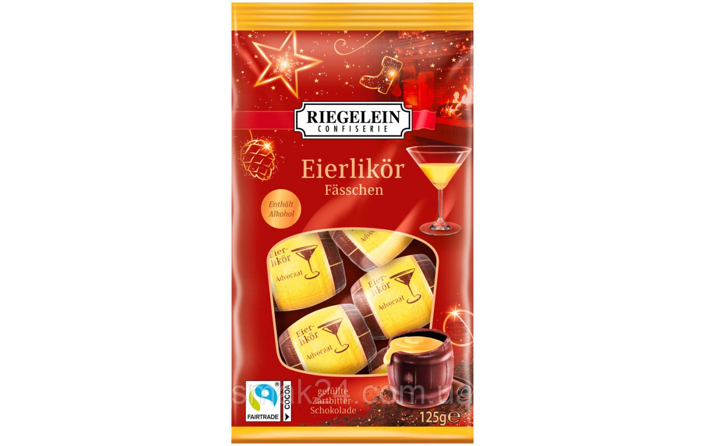 Шоколадные бочонки с ликером Адвокат Riegelein Eierlikor Fässchen 125г Германия