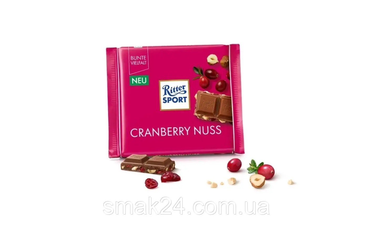 Шоколад молочный с клюквой и орехами Ritter Sport Cranberry Nuss 100г Германия