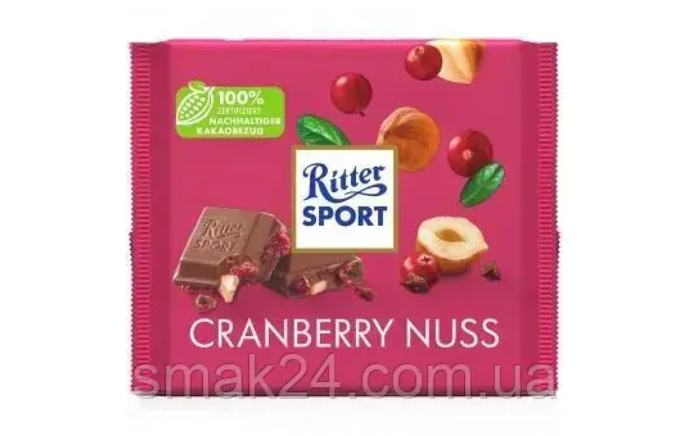 Шоколад молочный с клюквой и орехами Ritter Sport Cranberry Nuss 100г Германия