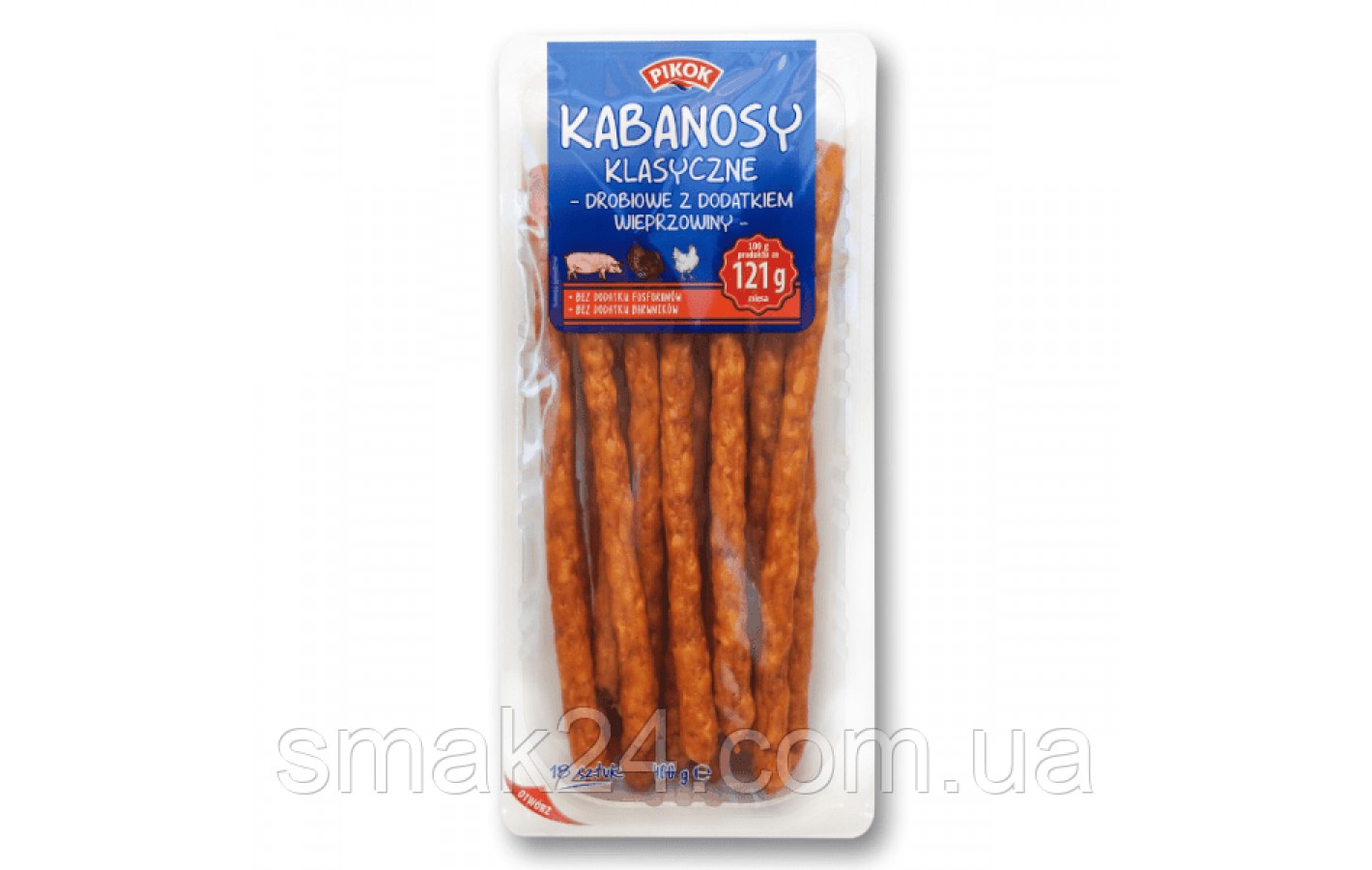 Ковбаски Кабаноски зі свинини Pikok KABANOSY 500 г Польща