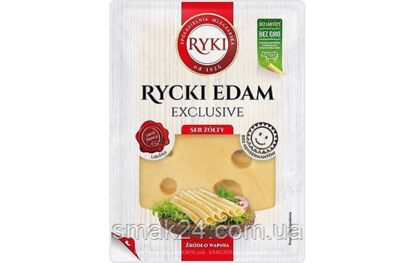 Сир слайсами БЕЗ ЛАКТОЗИ, БЕЗ КОНСЕВАНІВ Rycki Edam Exclusive 800 г Польща