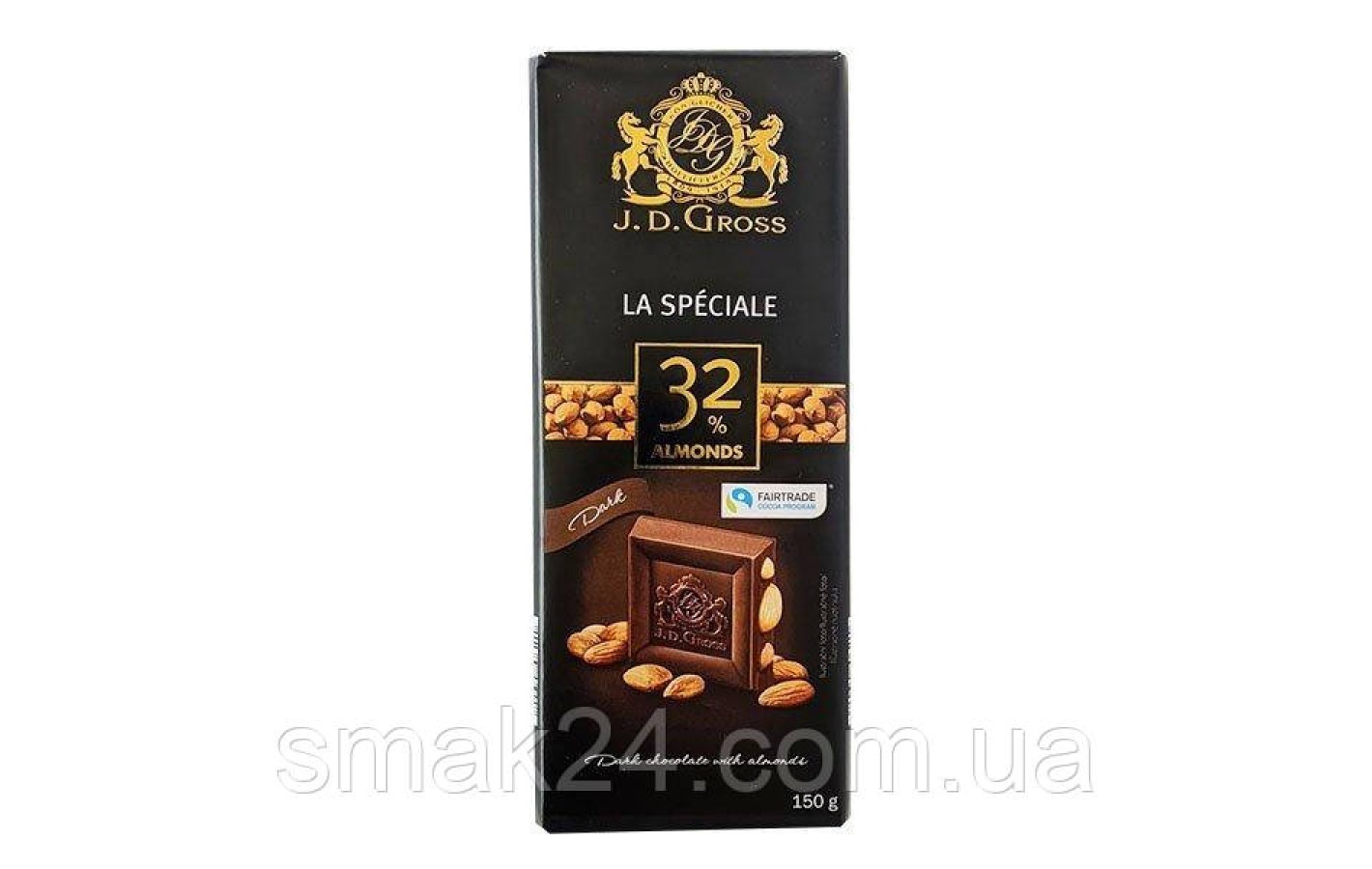 Шоколад молочний з мигдалем 32% какао J.D. Gross La Speciale Німеччина 150 г