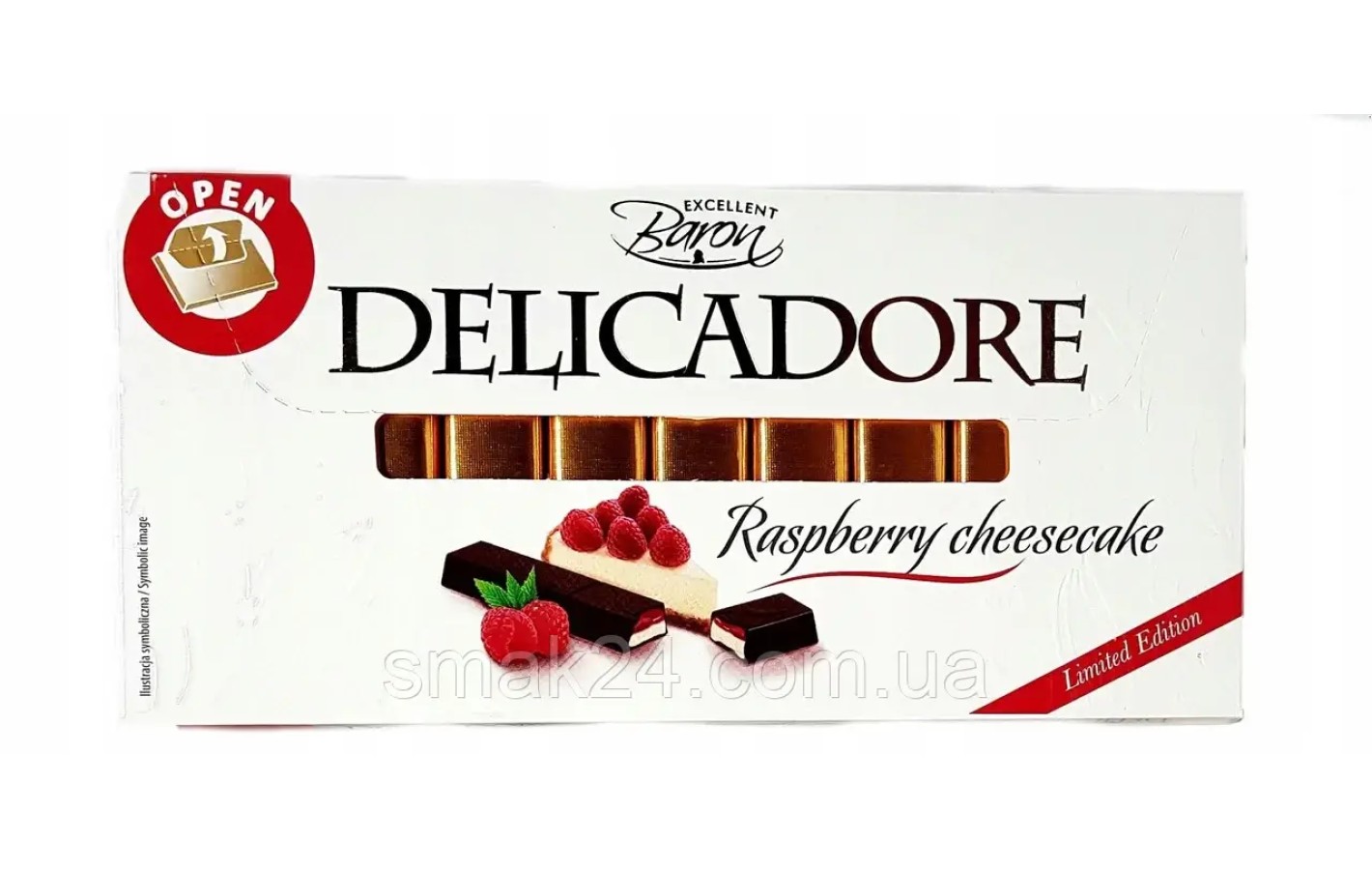 Шоколад молочний Delikador (Делікадор) малиновий чизкейк Baron Польща 200 г