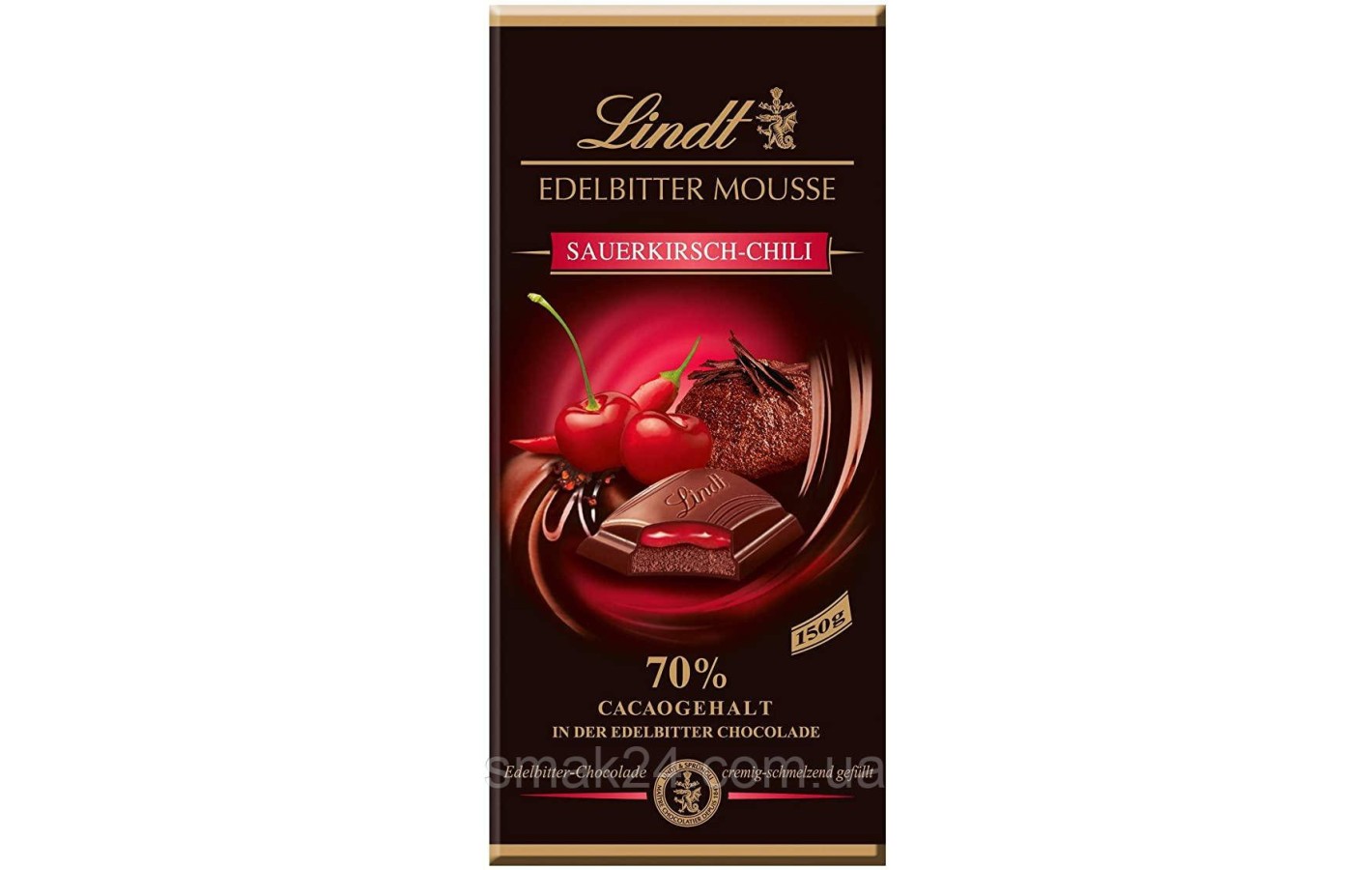 Шоколад Lindt Edelbitter Mousse Sauerkirsch Chili 70% 150г Німеччина