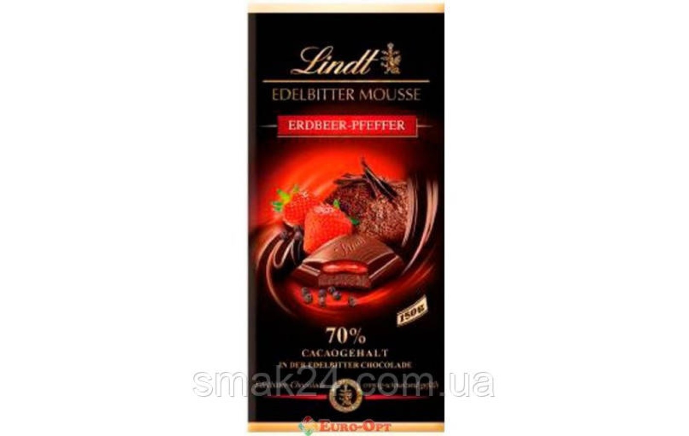 Шоколад Lindt Edelbitter Mousse Erdbeer Pfeffer 70%  150г Германия