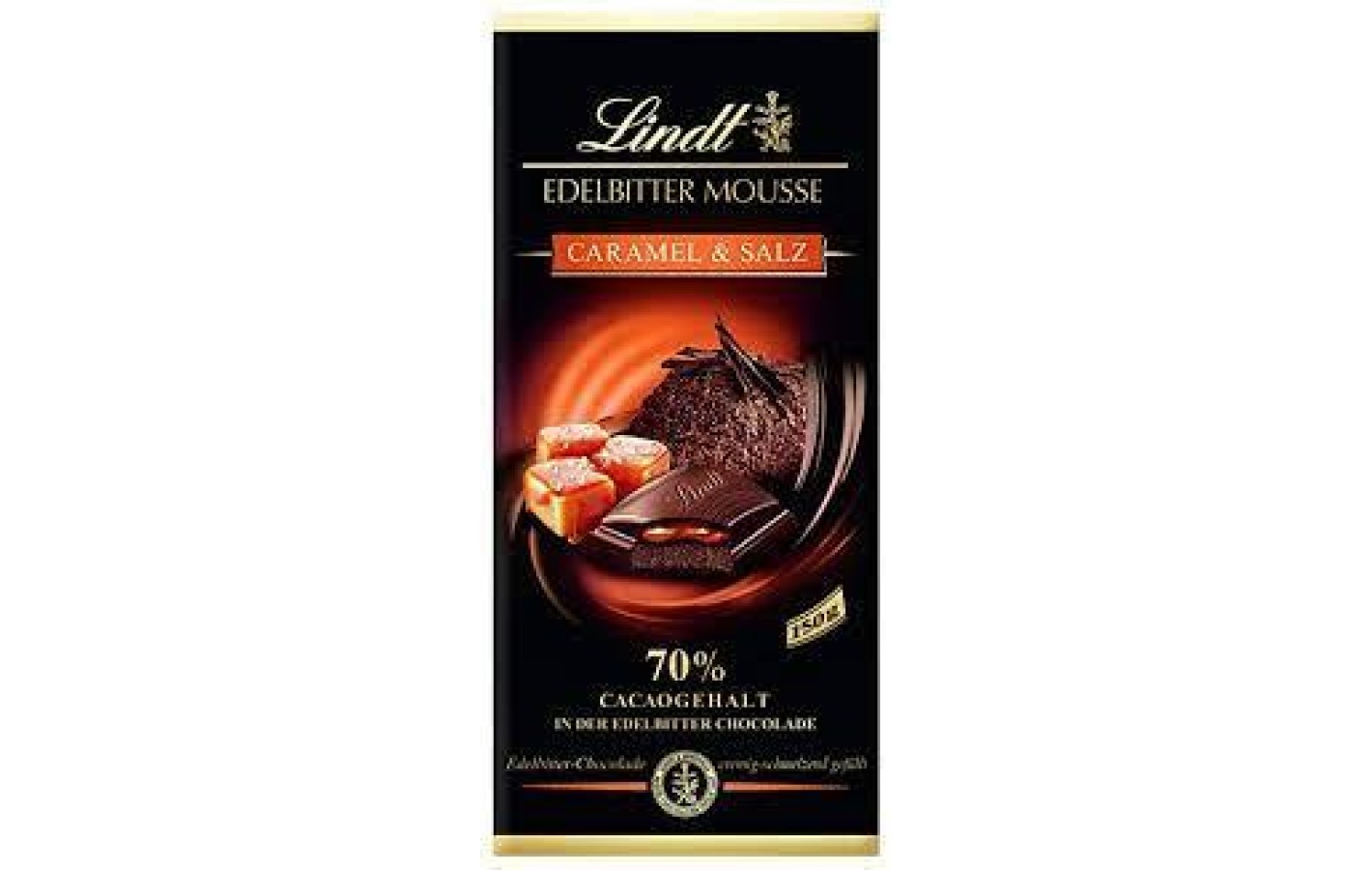 Шоколад Lindt Edelbitter Mousse Caramel Salt 70% 150 г Німеччина