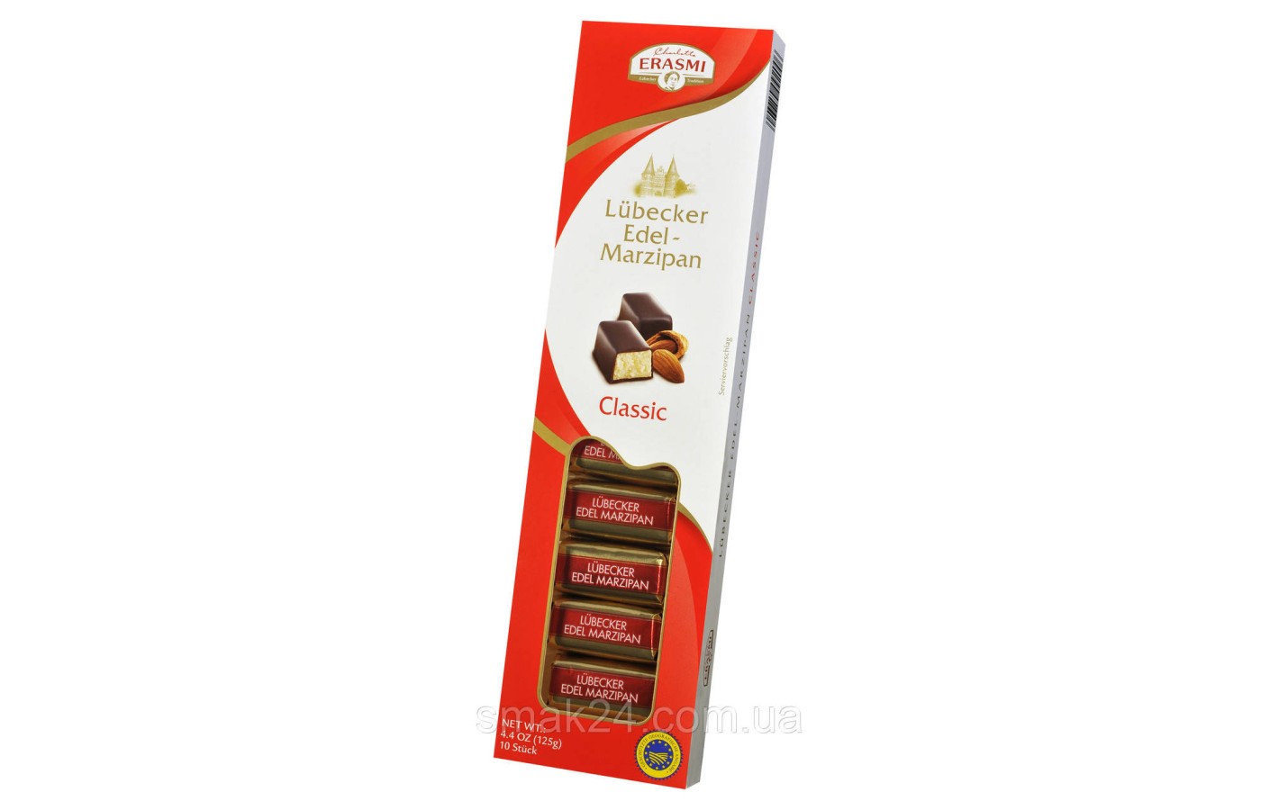 Конфеты Марципановые  в темном шоколаде  ERASMI Lübecker Edel-Marzipan 125г Германия
