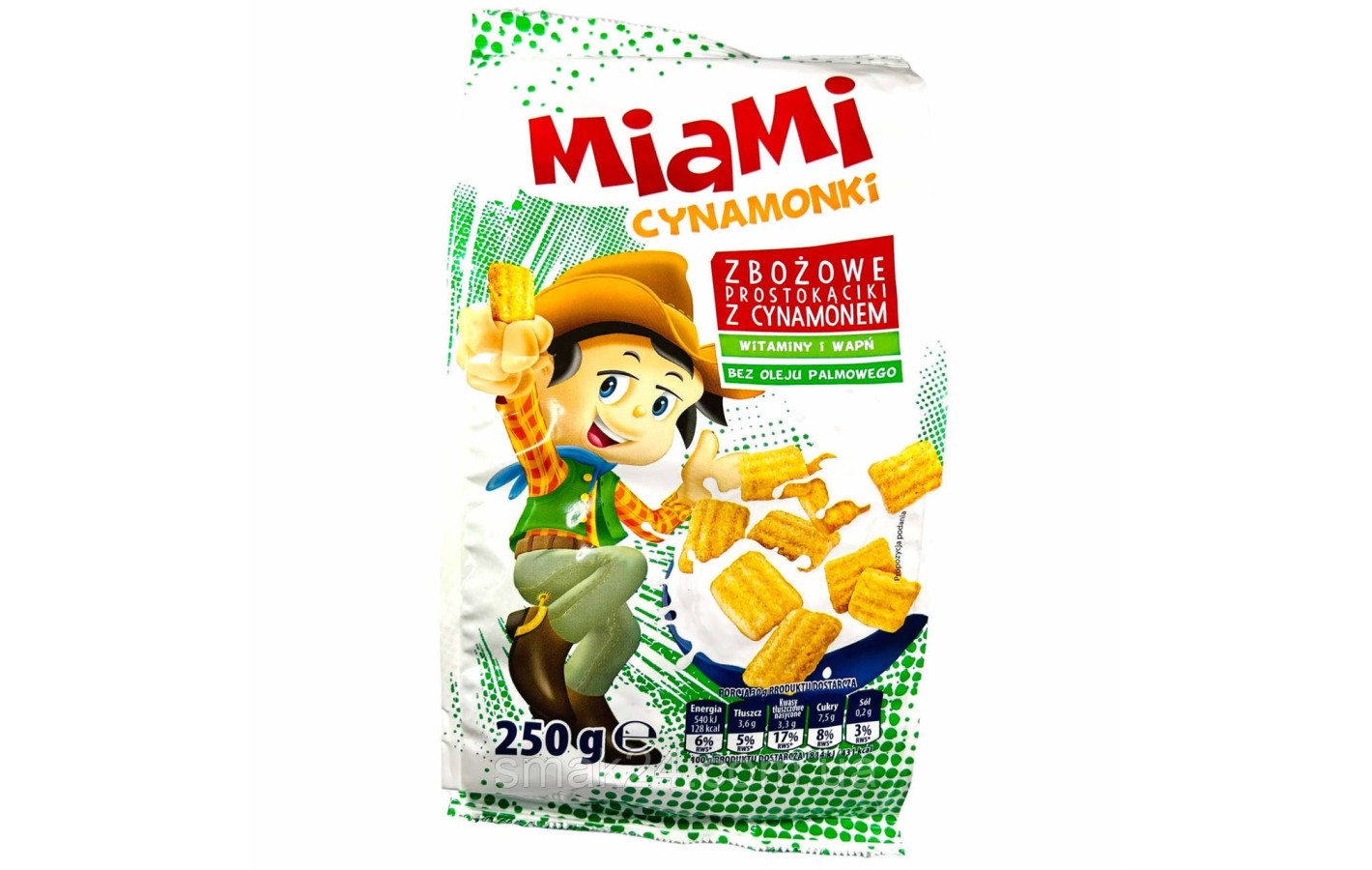 Сухий сніданок БЕЗ ПАЛЬМОВОГО МАСЛА Miami Cynamonki, 250 г Польща