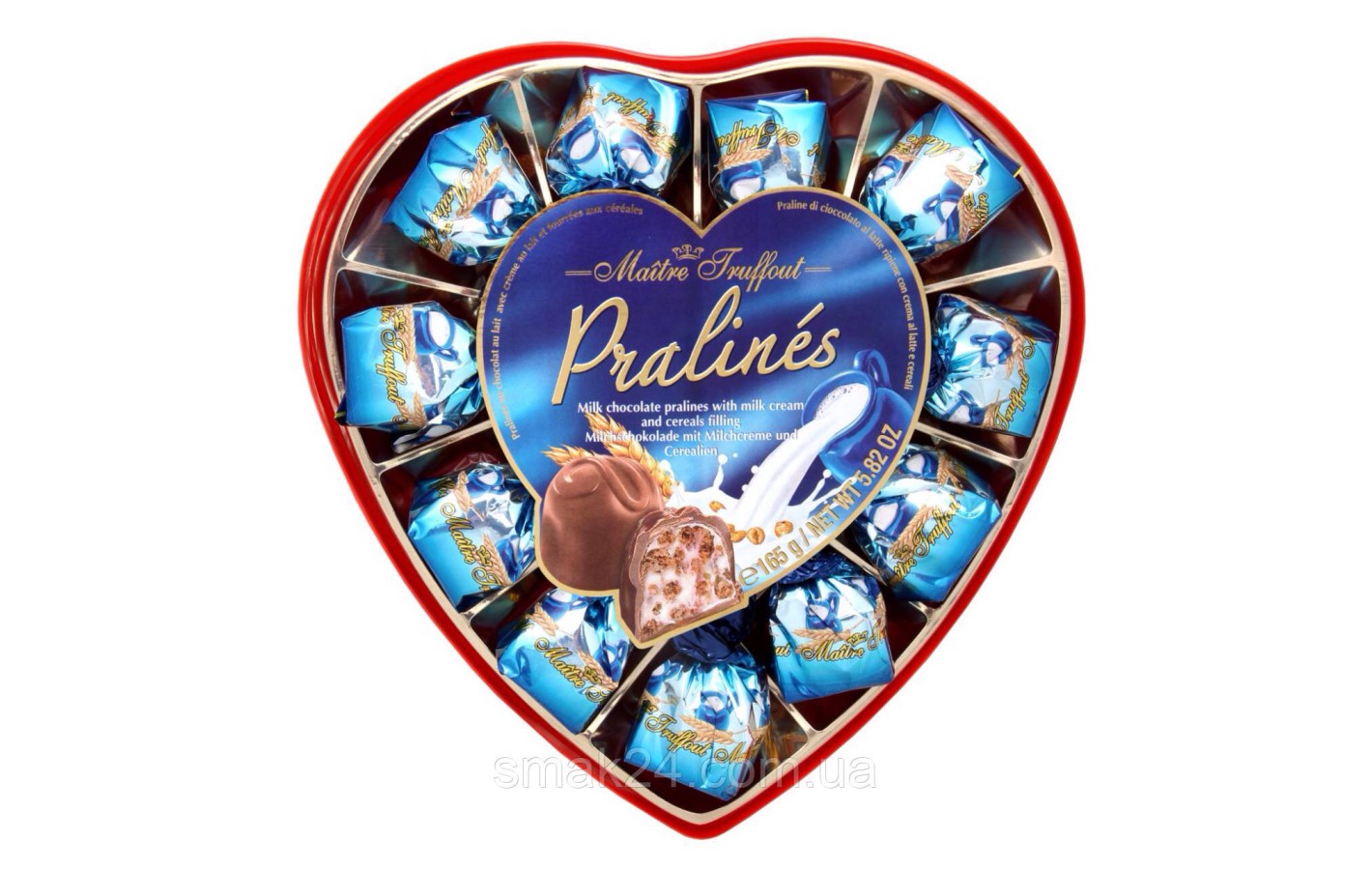 Конфеты Pralines (Пралине  с зерновыми сердцами в молочном шоколаде) Maitre Truffout Австрия 165г