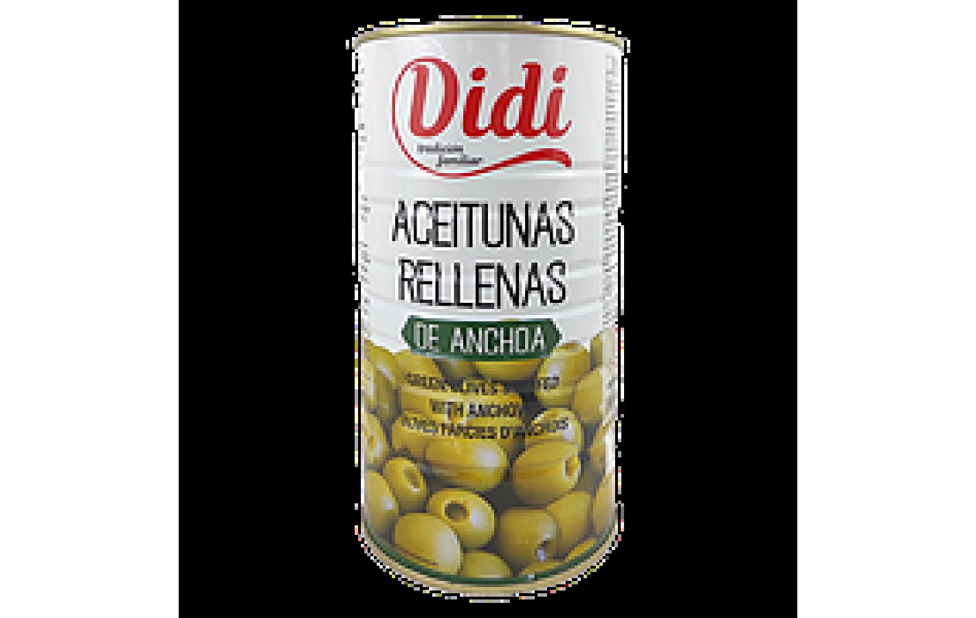 Оливки зеленые фаршированные анчоусом DiDi Aceitunas Rellenas de Anchoa 1450г / 600г Испания