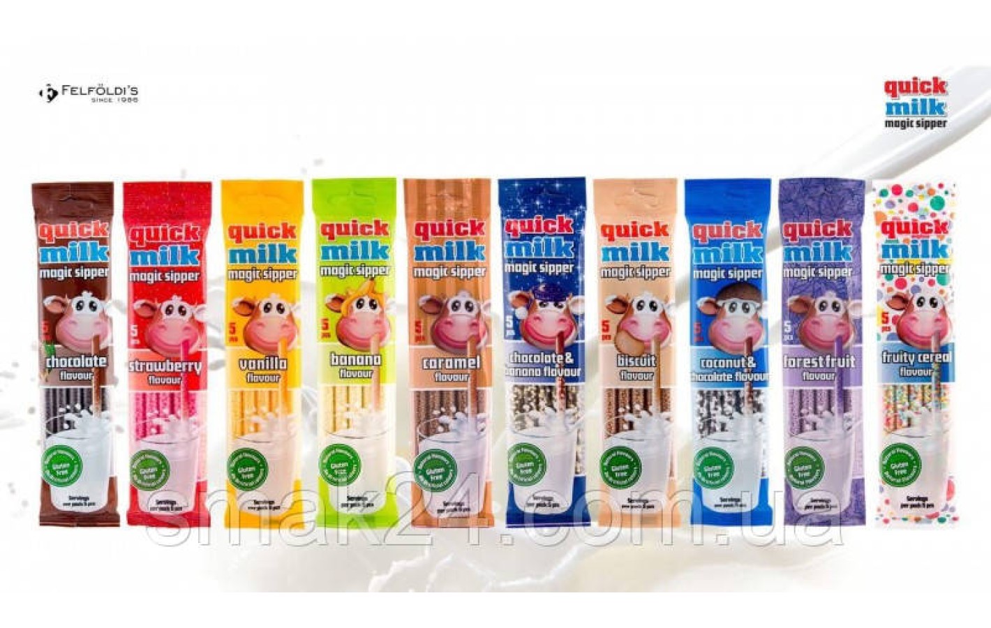 Трубочки для молока Фруктовая Quick Milk Fruity Cereal  Flavour (5x6г) 5шт.Польша