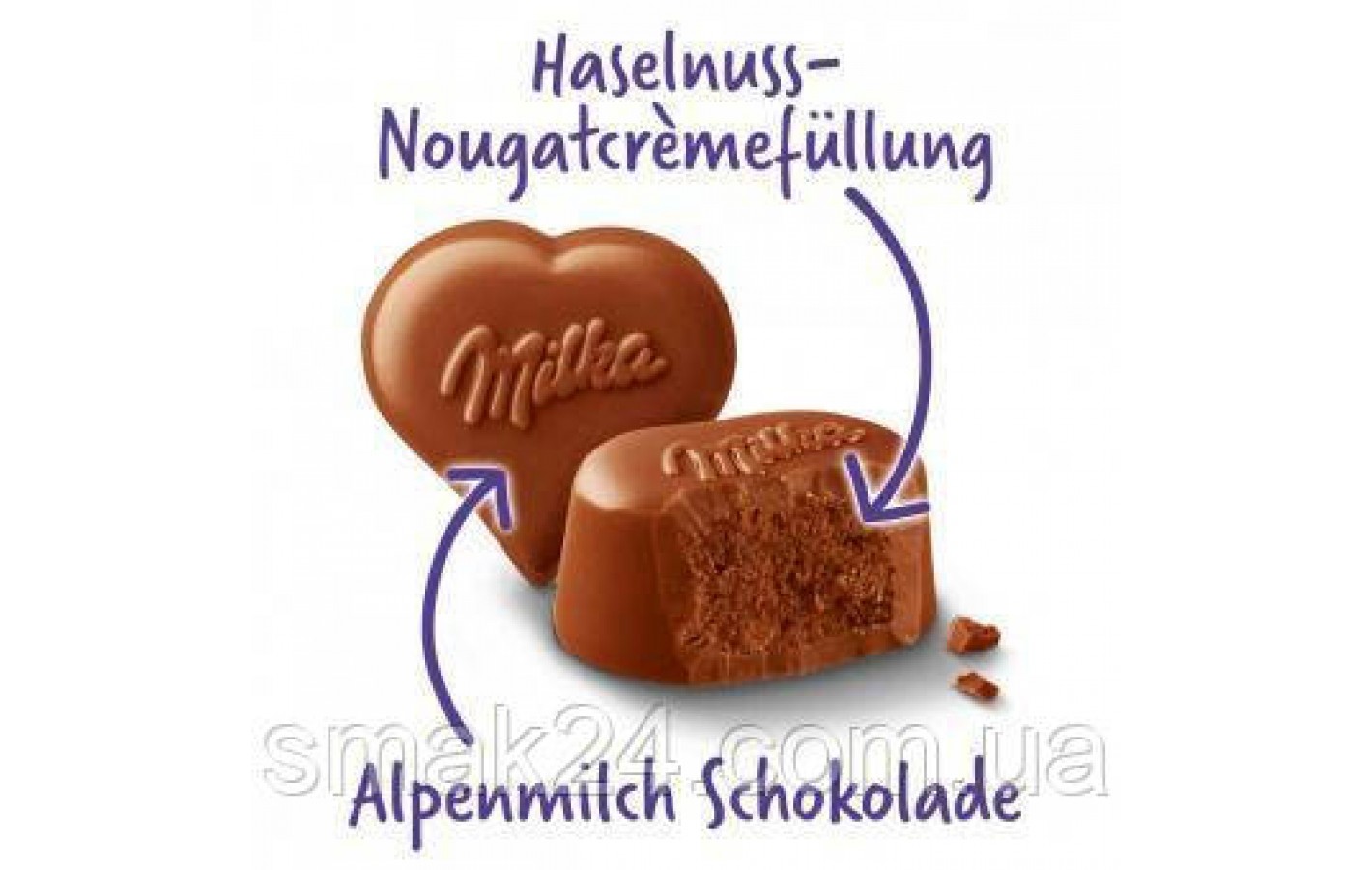 Шоколадні цукерки Праліне з горіховим кремом Milka Pralines Haselnusscreme 110 г Швейцарія