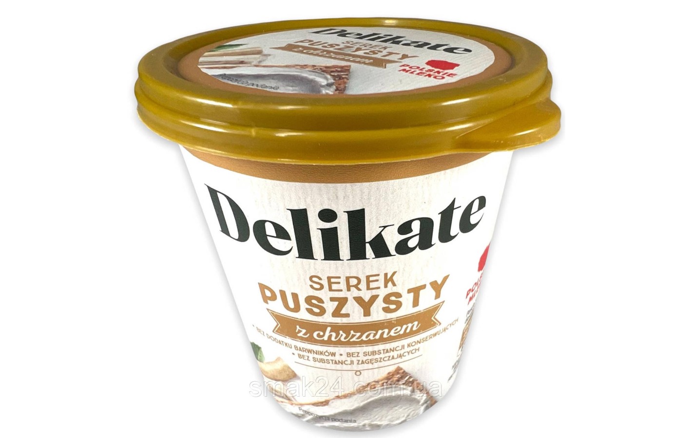 Крем-сыр творожный БЕЗ КОНСЕРВАНТОВ с хреном  (сырная намазка) Delikate serek Польша 150г