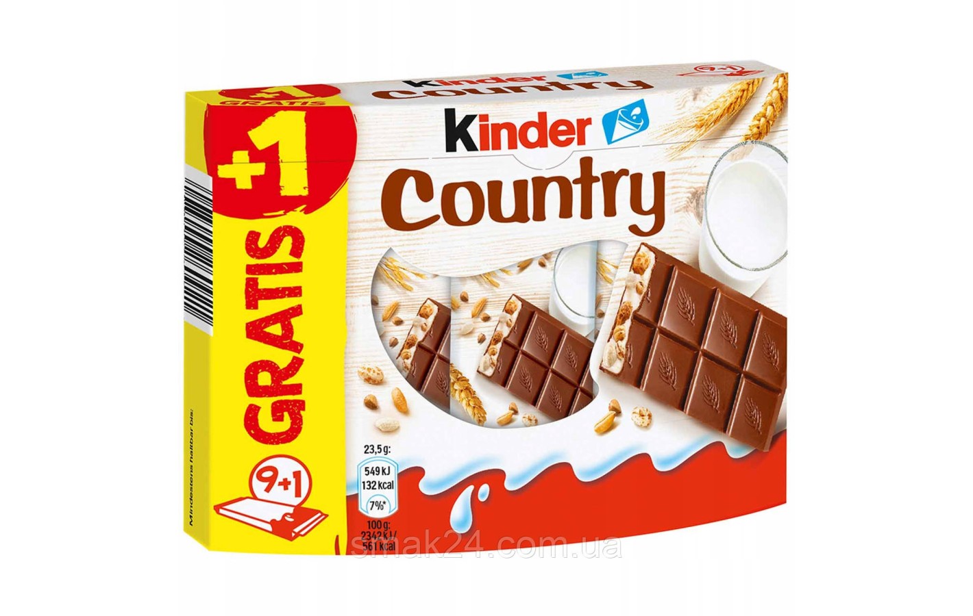 Батончик  со злаками Кантри / Kinder Country  (10штx23.5г) 235г Германия