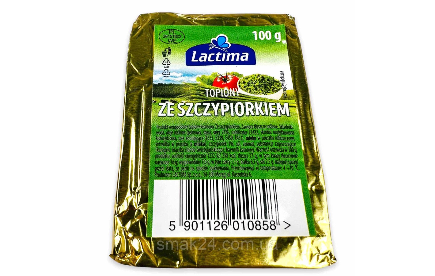 Сыр плавленый с зеленым луком Lactima  ze szczypiorkiem 100 г Польша