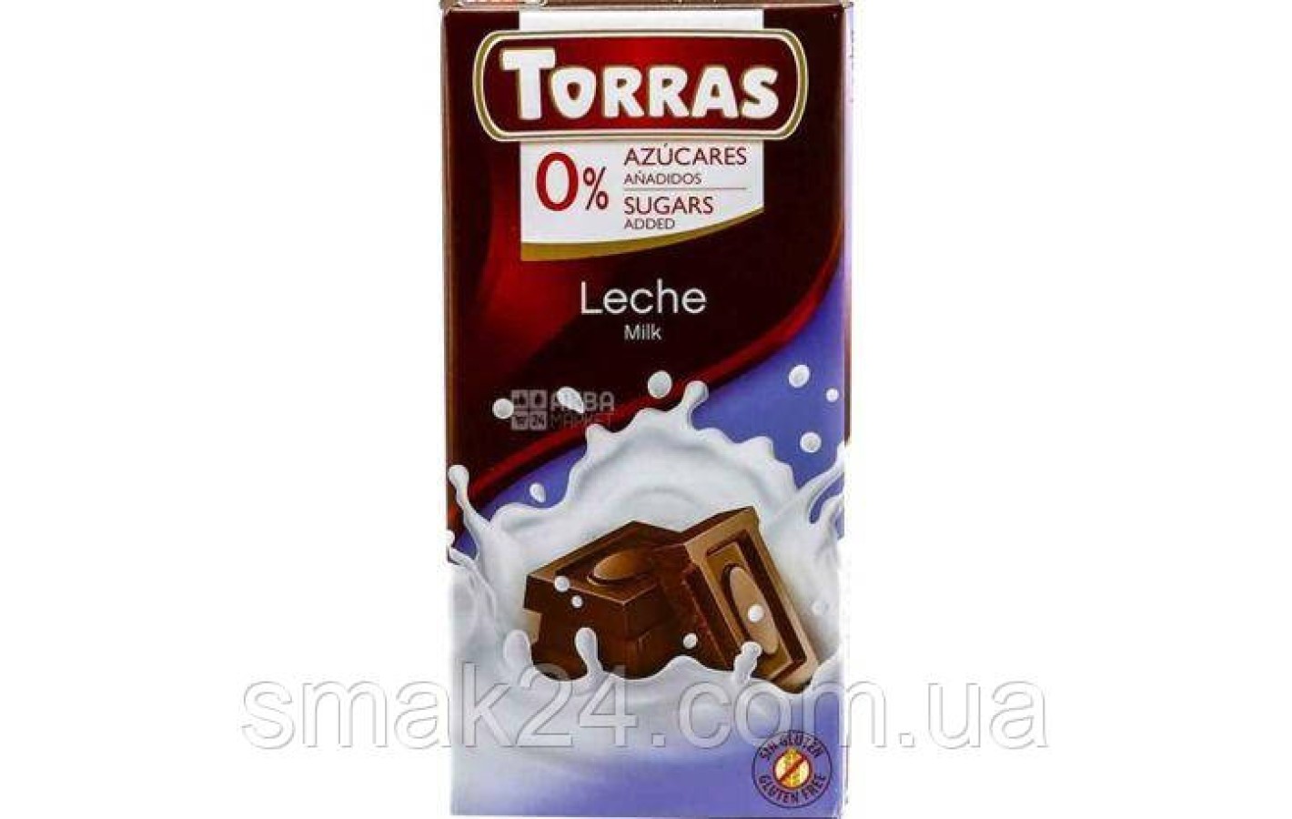Шоколад без цукру та глютену Молочний Torras Leche 75 г Іспанія