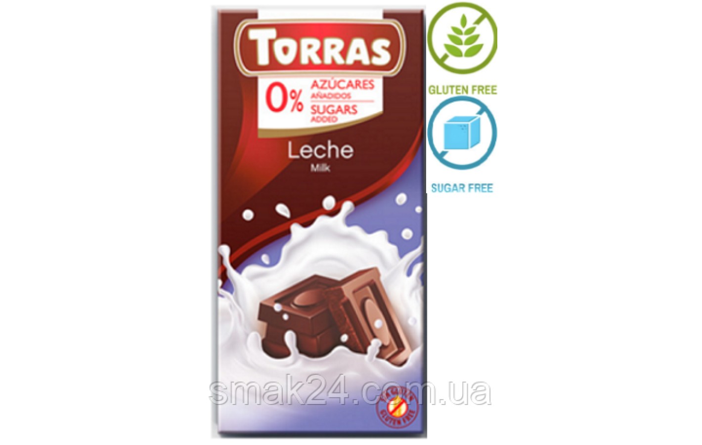 Шоколад без цукру та глютену Молочний Torras Leche 75 г Іспанія