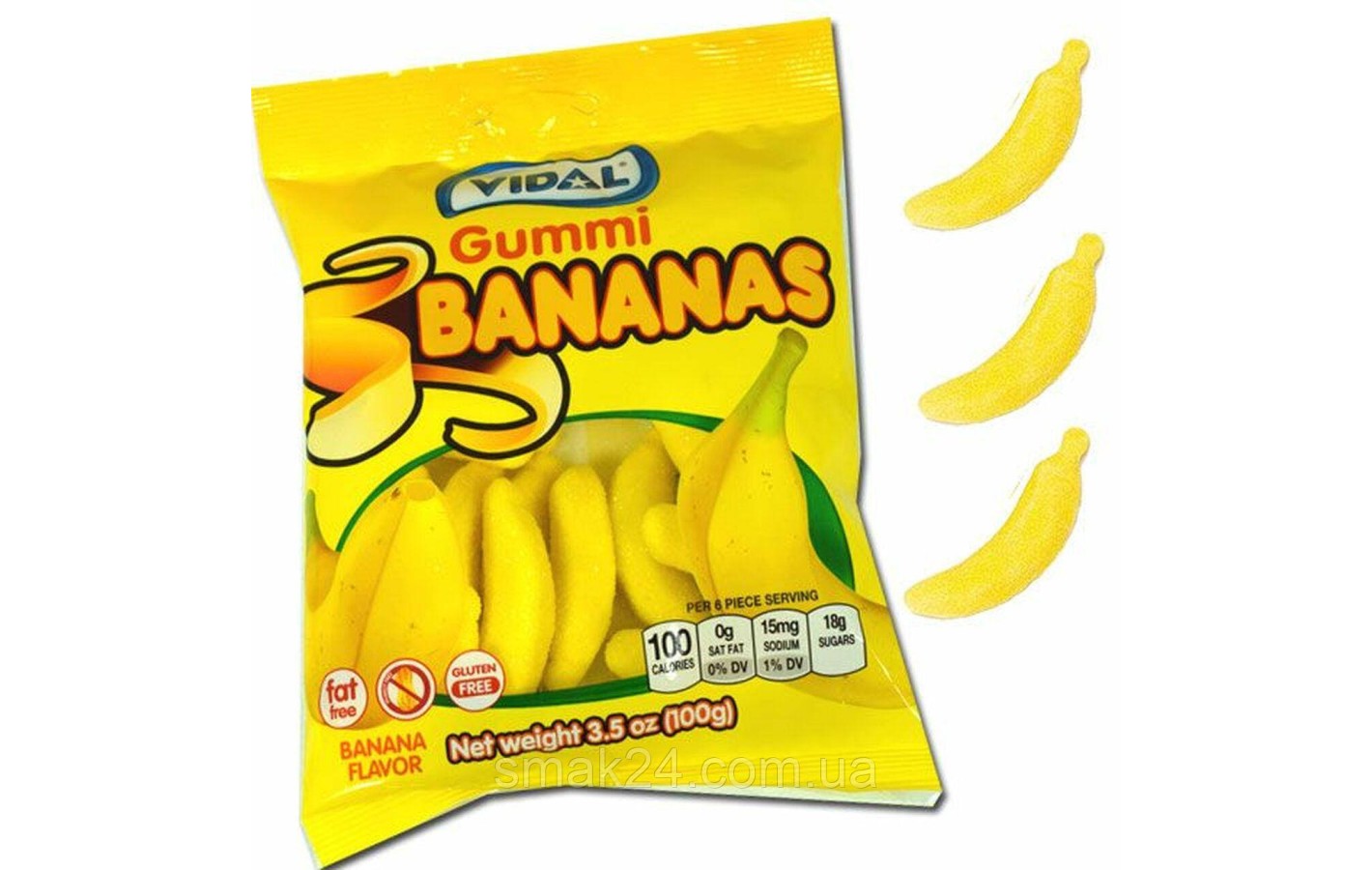 Желейні жувальні цукерки БЕЗ ГЛЮТЕНА Vidal Bananas 90 г