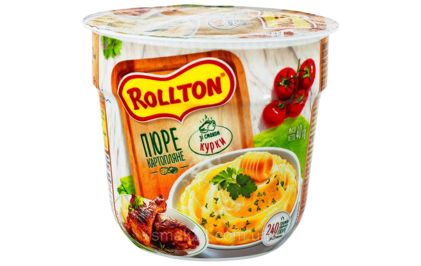 Пюре картофельное быстрого приготовления со вкусом курицы Rollton 40г (стакан)