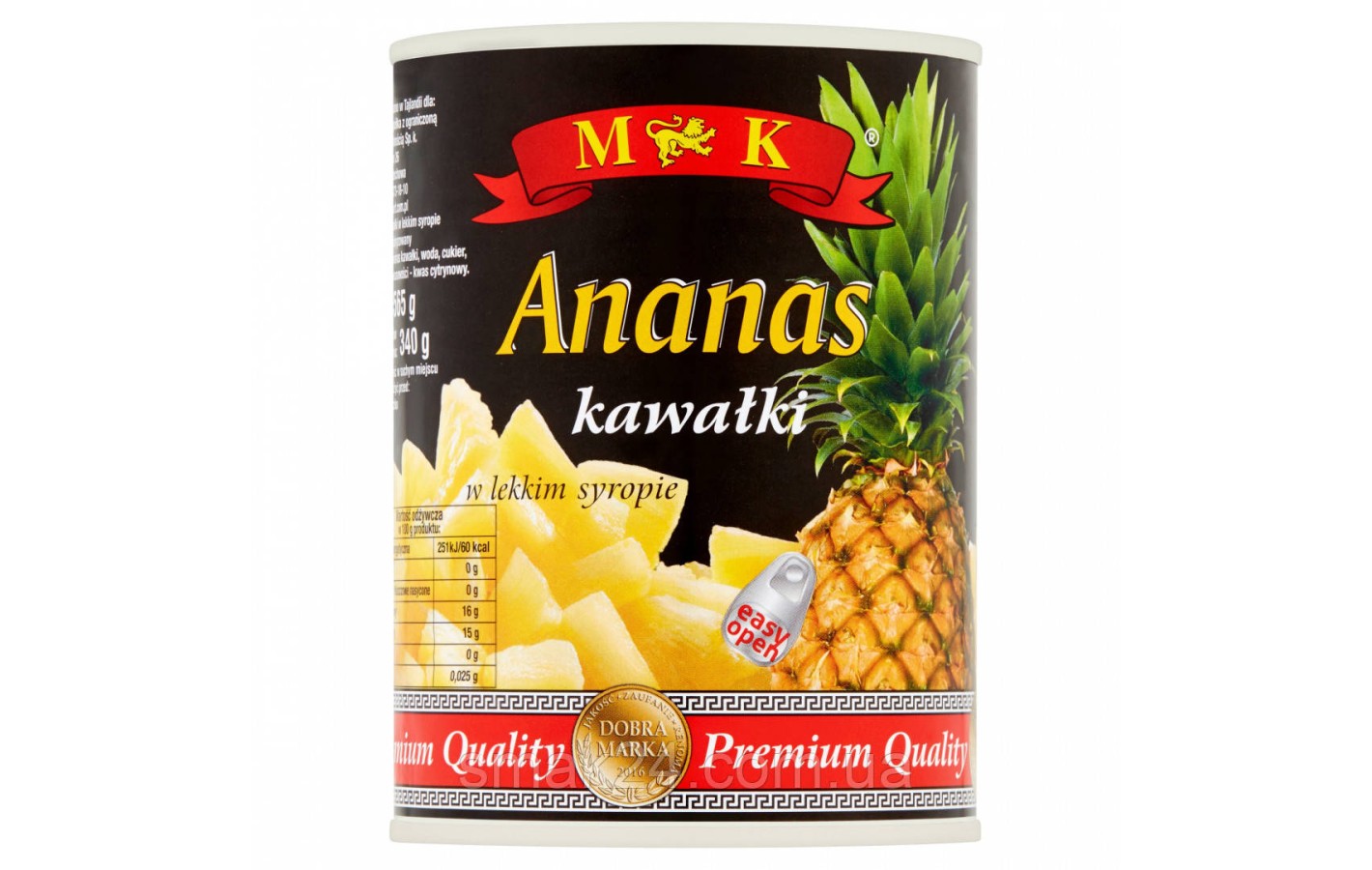 Ананас шматочками в сиропі M&K Ananas kawalki  565г/340г Польща