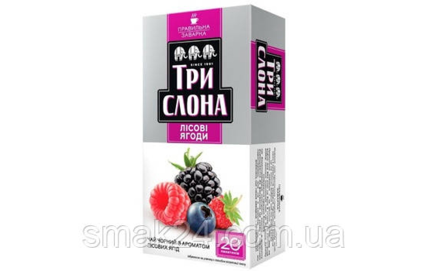 Чай чорний Лісова ягода Три Слони 20 пак. (20х1,3г)