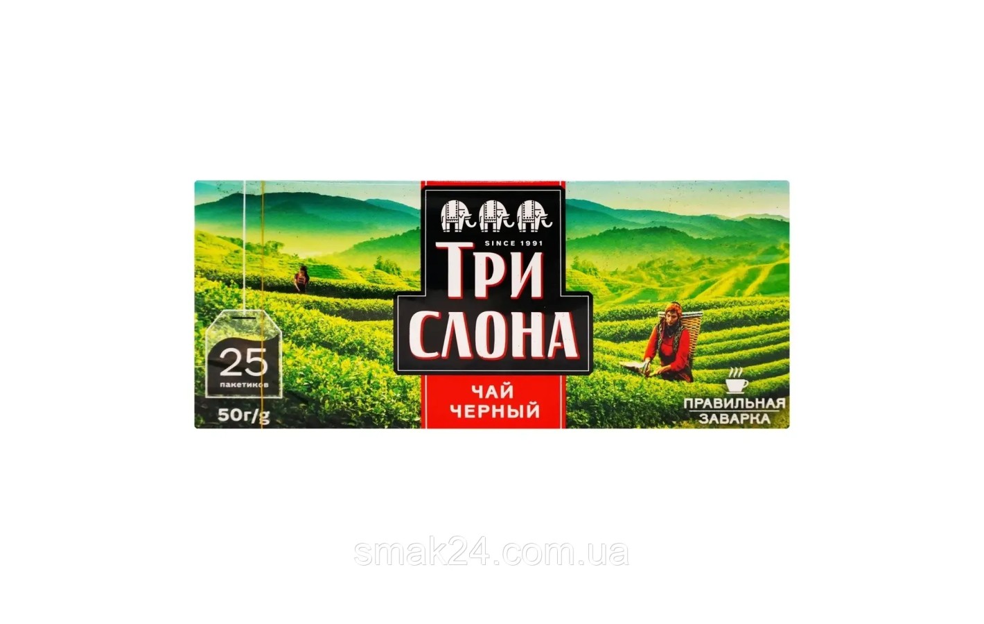 Чай черный  Три Слона 25 пак. (25х2г) 50г