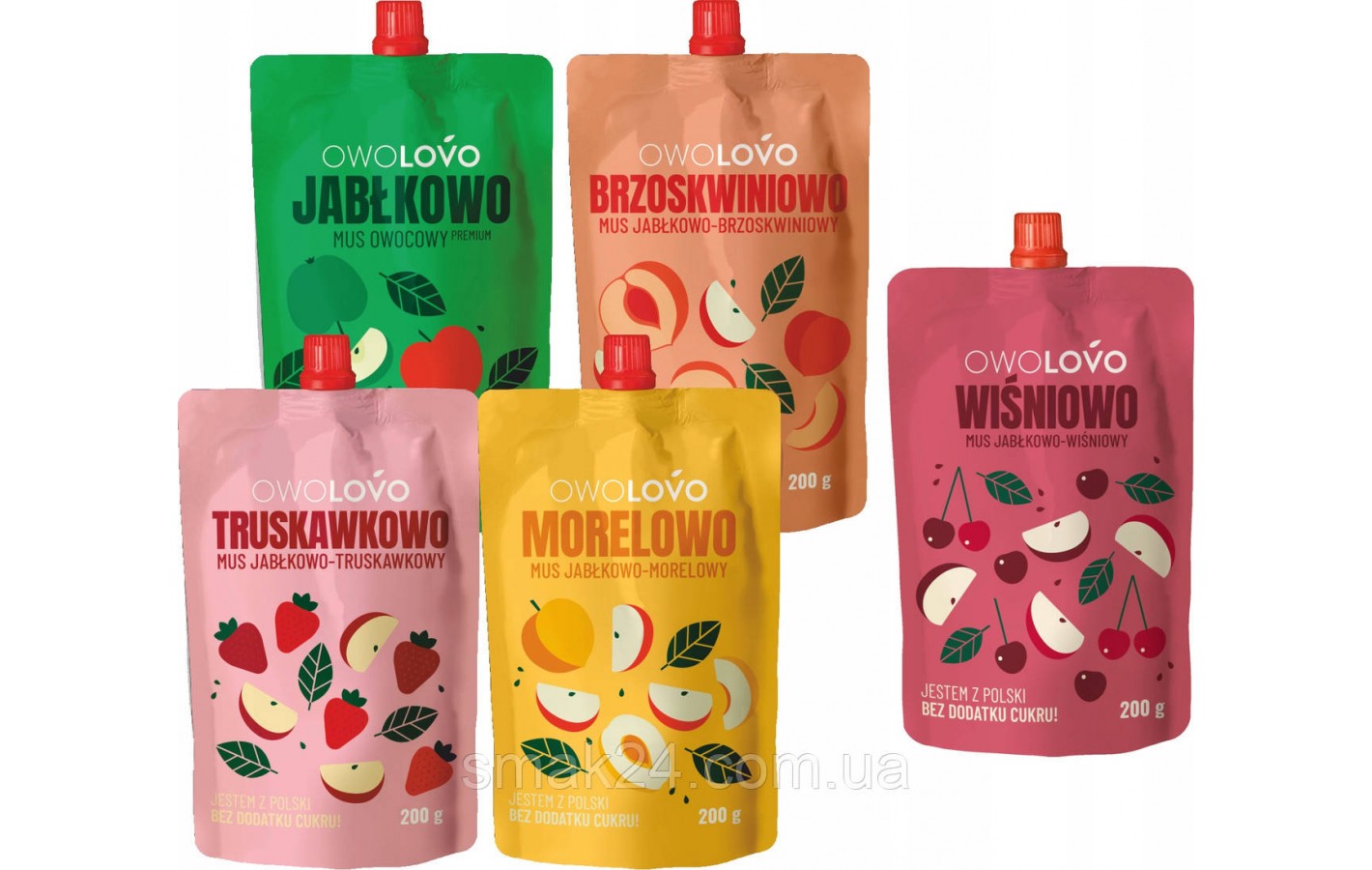Мусс Яблочно-Вишневый 100% БЕЗ ДОБАВЛЕНИЯ  САХАРА OWOLOVO   200 г Польша